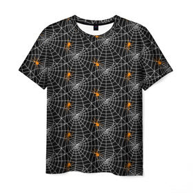 Мужская футболка 3D с принтом Паутина в Санкт-Петербурге, 100% полиэфир | прямой крой, круглый вырез горловины, длина до линии бедер | Тематика изображения на принте: gothic | halloween | spider | паук | паутина | хэллоуин