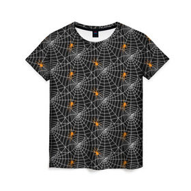 Женская футболка 3D с принтом Паутина в Санкт-Петербурге, 100% полиэфир ( синтетическое хлопкоподобное полотно) | прямой крой, круглый вырез горловины, длина до линии бедер | gothic | halloween | spider | паук | паутина | хэллоуин