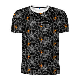 Мужская футболка 3D спортивная с принтом Паутина в Санкт-Петербурге, 100% полиэстер с улучшенными характеристиками | приталенный силуэт, круглая горловина, широкие плечи, сужается к линии бедра | Тематика изображения на принте: gothic | halloween | spider | паук | паутина | хэллоуин