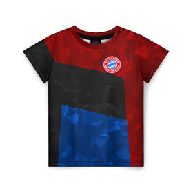 Детская футболка 3D с принтом FC Bayern 2018 Abstract colors в Санкт-Петербурге, 100% гипоаллергенный полиэфир | прямой крой, круглый вырез горловины, длина до линии бедер, чуть спущенное плечо, ткань немного тянется | bayern | fc | абстракция | бавария | геометрия | спорт | футбольный клуб