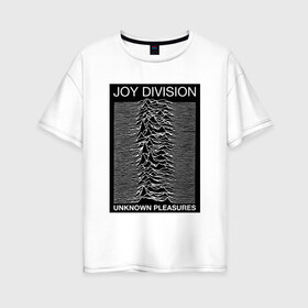 Женская футболка хлопок Oversize с принтом Joy Division в Санкт-Петербурге, 100% хлопок | свободный крой, круглый ворот, спущенный рукав, длина до линии бедер
 | postpunk | unknown pleasures | бернард самнер | британская рок группа | джой дивижн | иэн кёртис | неизвестные удовольствия | питер хук | постпанк | стивен моррис