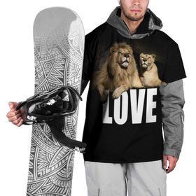 Накидка на куртку 3D с принтом LOVE в Санкт-Петербурге, 100% полиэстер |  | влюблённые | дикая кошка | животные | лев | львица | любовь | пара | природа | свадьба
