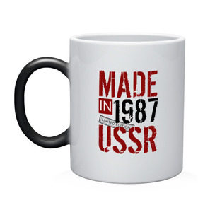 Кружка хамелеон с принтом Made in USSR 1987 в Санкт-Петербурге, керамика | меняет цвет при нагревании, емкость 330 мл | 1987 | день рождения | подарок | праздник