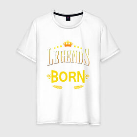 Мужская футболка хлопок с принтом Legends are born in may в Санкт-Петербурге, 100% хлопок | прямой крой, круглый вырез горловины, длина до линии бедер, слегка спущенное плечо. | 