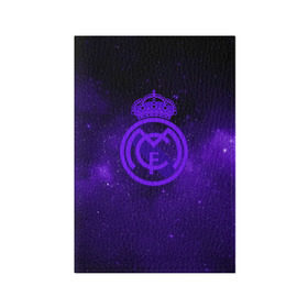Обложка для паспорта матовая кожа с принтом FC Real Madrid(SPACE STYLE) в Санкт-Петербурге, натуральная матовая кожа | размер 19,3 х 13,7 см; прозрачные пластиковые крепления | real madrid | футбол | футбольный клуб | чемпионат