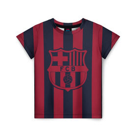 Детская футболка 3D с принтом Barselona 18 в Санкт-Петербурге, 100% гипоаллергенный полиэфир | прямой крой, круглый вырез горловины, длина до линии бедер, чуть спущенное плечо, ткань немного тянется | barselona | champions | league | lionel | messi | spain | барселона | испания | месси
