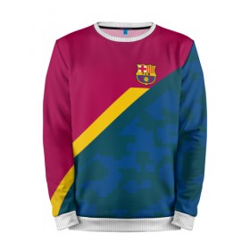 Мужской свитшот 3D с принтом FC Barcelona 2018 Sport camo в Санкт-Петербурге, 100% полиэстер с мягким внутренним слоем | круглый вырез горловины, мягкая резинка на манжетах и поясе, свободная посадка по фигуре | 