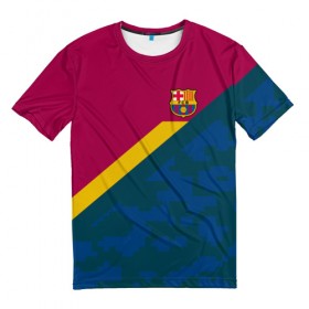 Мужская футболка 3D с принтом FC Barcelona 2018 Sport camo в Санкт-Петербурге, 100% полиэфир | прямой крой, круглый вырез горловины, длина до линии бедер | Тематика изображения на принте: 