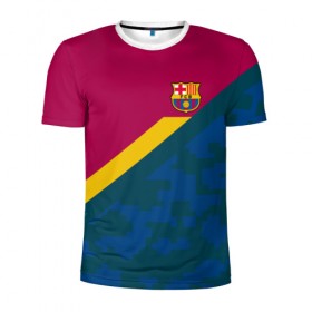 Мужская футболка 3D спортивная с принтом FC Barcelona 2018 Sport camo в Санкт-Петербурге, 100% полиэстер с улучшенными характеристиками | приталенный силуэт, круглая горловина, широкие плечи, сужается к линии бедра | 