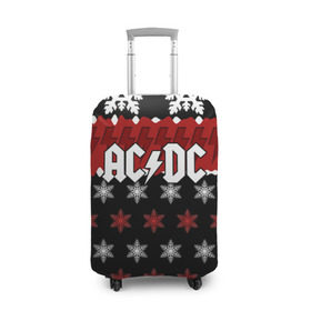 Чехол для чемодана 3D с принтом Праздничный AC/DC в Санкт-Петербурге, 86% полиэфир, 14% спандекс | двустороннее нанесение принта, прорези для ручек и колес | ac dc | acdc | for those about to ro | австралийская | ангус янг | блюз рок | головы | группа | знак | красный | крис слэйд | музыканты | надпись | новогодний | новый год | певцы | праздник | рождество | рок | рок н ролл