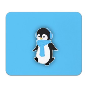 Коврик прямоугольный с принтом Penguin blue в Санкт-Петербурге, натуральный каучук | размер 230 х 185 мм; запечатка лицевой стороны | blue | cartoon | penguin | милый | мультик | мультфильм | пингвин | рисунок