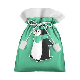 Подарочный 3D мешок с принтом Penguin green в Санкт-Петербурге, 100% полиэстер | Размер: 29*39 см | cartoon | green | penguin | зеленый | милый | мультик | мультфильм | пингвин | рисунок