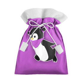 Подарочный 3D мешок с принтом Penguin purple в Санкт-Петербурге, 100% полиэстер | Размер: 29*39 см | cartoon | penguin | purple | милый | мультик | мультфильм | пингвин | рисунок | фиолетовый