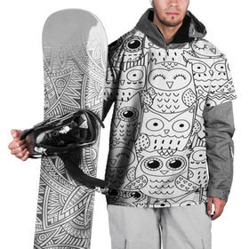 Накидка на куртку 3D с принтом Совушки pattern в Санкт-Петербурге, 100% полиэстер |  | Тематика изображения на принте: bird | owl | животные | ночные птицы | птицы | совы