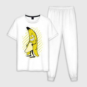 Мужская пижама хлопок с принтом Банан он в Санкт-Петербурге, 100% хлопок | брюки и футболка прямого кроя, без карманов, на брюках мягкая резинка на поясе и по низу штанин
 | 