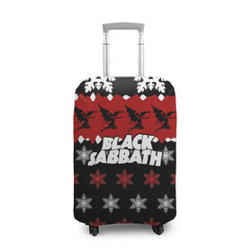 Чехол для чемодана 3D с принтом Праздничный Black Sabbath в Санкт-Петербурге, 86% полиэфир, 14% спандекс | двустороннее нанесение принта, прорези для ручек и колес | black sabbath | группа | новогодний | новый год | рождество | свитер | снежинки | хард рок | хеви метал