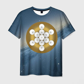 Мужская футболка 3D с принтом Куб метатрона в Санкт-Петербурге, 100% полиэфир | прямой крой, круглый вырез горловины, длина до линии бедер | архангел | геометрия пространства | древо жизни | куб метатрона | мельхиседек | меркаба | мудрость | сакральная геометрия | цветок жизни