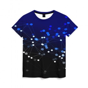 Женская футболка 3D с принтом Молекулярный в Санкт-Петербурге, 100% полиэфир ( синтетическое хлопкоподобное полотно) | прямой крой, круглый вырез горловины, длина до линии бедер | abstraction | internet | абстракция | молекула | текстура | технологии | узоры | форма | фрактал | цвет