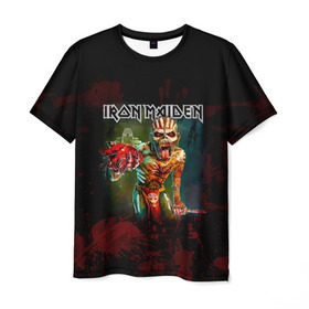 Мужская футболка 3D с принтом Индеец Iron Maiden в Санкт-Петербурге, 100% полиэфир | прямой крой, круглый вырез горловины, длина до линии бедер | iron maiden | адриан смит | айрон мейден | группа | дэйв мюррей | железная дева | ирон майден | кровь | метал | мрачный | музыка | песни | рок | сердце | стив харрис | тяжелый | хеви | хевиметал