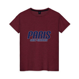 Женская футболка хлопок с принтом Paris Saint Germain (PSG) в Санкт-Петербурге, 100% хлопок | прямой крой, круглый вырез горловины, длина до линии бедер, слегка спущенное плечо | 