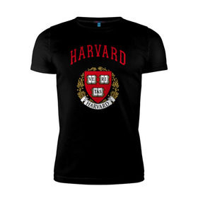 Мужская футболка премиум с принтом Harvard university в Санкт-Петербурге, 92% хлопок, 8% лайкра | приталенный силуэт, круглый вырез ворота, длина до линии бедра, короткий рукав | вуз | гарвард | герб | лига плюща | массачусетс | престижный | сша | университет
