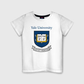 Детская футболка хлопок с принтом Йель в Санкт-Петербурге, 100% хлопок | круглый вырез горловины, полуприлегающий силуэт, длина до линии бедер | yalr university | йельский университет | лига плюща | престижный вуз | сша