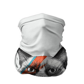 Бандана-труба 3D с принтом Grumpy cat (David Bowie) в Санкт-Петербурге, 100% полиэстер, ткань с особыми свойствами — Activecool | плотность 150‒180 г/м2; хорошо тянется, но сохраняет форму | Тематика изображения на принте: бодиарт | грумпи | дэвид боуи | злой кот | интернет | котей | котик | кошка | мем | мемас | мемчик. | молния на лице | рисунок на лице | сердитый