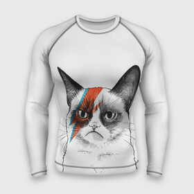 Мужской рашгард 3D с принтом Grumpy cat (David Bowie) в Санкт-Петербурге,  |  | бодиарт | грумпи | дэвид боуи | злой кот | интернет | котей | котик | кошка | мем | мемас | мемчик. | молния на лице | рисунок на лице | сердитый
