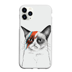 Чехол для iPhone 11 Pro матовый с принтом Grumpy cat (David Bowie) в Санкт-Петербурге, Силикон |  | Тематика изображения на принте: бодиарт | грумпи | дэвид боуи | злой кот | интернет | котей | котик | кошка | мем | мемас | мемчик. | молния на лице | рисунок на лице | сердитый