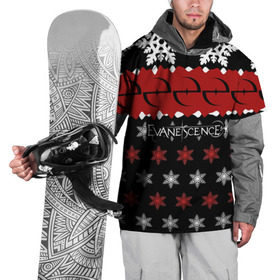 Накидка на куртку 3D с принтом Праздничный Evanescence в Санкт-Петербурге, 100% полиэстер |  | evanescence | альтернативный | готик | группа | джен маджура | знак | исчезновение | красный | метал | надпись | новогодний | новый год | ню | праздник | рождество | рок | снежинки | тим маккорд