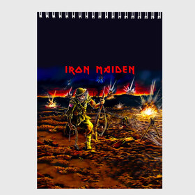 Скетчбук с принтом Боец Iron Maiden в Санкт-Петербурге, 100% бумага
 | 48 листов, плотность листов — 100 г/м2, плотность картонной обложки — 250 г/м2. Листы скреплены сверху удобной пружинной спиралью | iron maiden | адриан смит | айрон мейден | война | группа | дэйв мюррей | железная дева | ирон майден | метал | мрачный | музыка | песни | рок | солдат | стив харрис | тяжелый | хеви | хевиметал