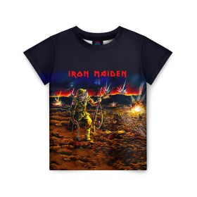 Детская футболка 3D с принтом Боец Iron Maiden в Санкт-Петербурге, 100% гипоаллергенный полиэфир | прямой крой, круглый вырез горловины, длина до линии бедер, чуть спущенное плечо, ткань немного тянется | iron maiden | адриан смит | айрон мейден | война | группа | дэйв мюррей | железная дева | ирон майден | метал | мрачный | музыка | песни | рок | солдат | стив харрис | тяжелый | хеви | хевиметал