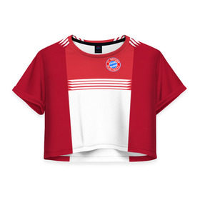 Женская футболка 3D укороченная с принтом FC Bayern 2018 Original #11 в Санкт-Петербурге, 100% полиэстер | круглая горловина, длина футболки до линии талии, рукава с отворотами | 