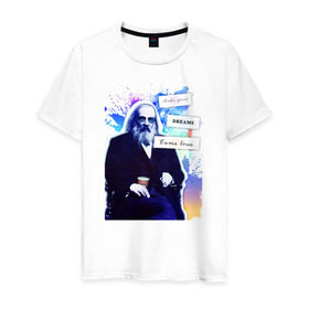 Мужская футболка хлопок с принтом Менделеев (Химия – Просто) в Санкт-Петербурге, 100% хлопок | прямой крой, круглый вырез горловины, длина до линии бедер, слегка спущенное плечо. | блоггер | менделеев | наука | химия | химия   просто
