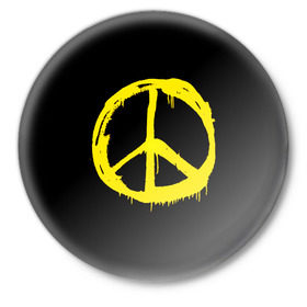 Значок с принтом Peace в Санкт-Петербурге,  металл | круглая форма, металлическая застежка в виде булавки | Тематика изображения на принте: peace | vppdgryphon | арт | краска | мирный | миролюбивый | пацифик | прикольные | хиппи | цветные
