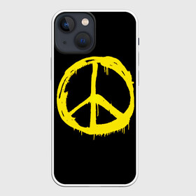 Чехол для iPhone 13 mini с принтом Peace в Санкт-Петербурге,  |  | Тематика изображения на принте: peace | vppdgryphon | арт | краска | мирный | миролюбивый | пацифик | прикольные | хиппи | цветные