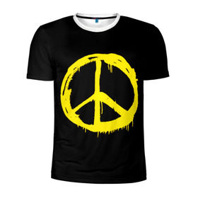 Мужская футболка 3D спортивная с принтом Peace в Санкт-Петербурге, 100% полиэстер с улучшенными характеристиками | приталенный силуэт, круглая горловина, широкие плечи, сужается к линии бедра | peace | vppdgryphon | арт | краска | мирный | миролюбивый | пацифик | прикольные | хиппи | цветные