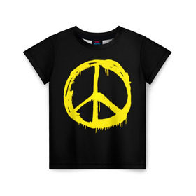 Детская футболка 3D с принтом Peace в Санкт-Петербурге, 100% гипоаллергенный полиэфир | прямой крой, круглый вырез горловины, длина до линии бедер, чуть спущенное плечо, ткань немного тянется | peace | vppdgryphon | арт | краска | мирный | миролюбивый | пацифик | прикольные | хиппи | цветные