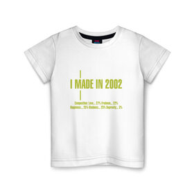 Детская футболка хлопок с принтом I made in 2002 в Санкт-Петербурге, 100% хлопок | круглый вырез горловины, полуприлегающий силуэт, длина до линии бедер | Тематика изображения на принте: 