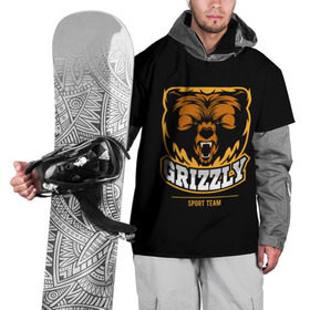 Накидка на куртку 3D с принтом GTIZZLY(sport team) в Санкт-Петербурге, 100% полиэстер |  | bear | grizzly | гризли | медведь | ярость