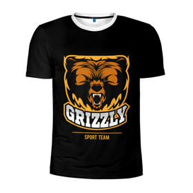 Мужская футболка 3D спортивная с принтом GTIZZLY(sport team) в Санкт-Петербурге, 100% полиэстер с улучшенными характеристиками | приталенный силуэт, круглая горловина, широкие плечи, сужается к линии бедра | bear | grizzly | гризли | медведь | ярость