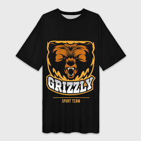 Платье-футболка 3D с принтом GTIZZLY(sport team) в Санкт-Петербурге,  |  | bear | grizzly | гризли | медведь | ярость