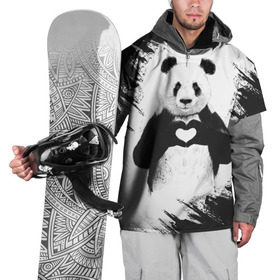 Накидка на куртку 3D с принтом Panda love в Санкт-Петербурге, 100% полиэстер |  | 14 февраля | love | panda | panda love | день святого валентина | любовь | панда