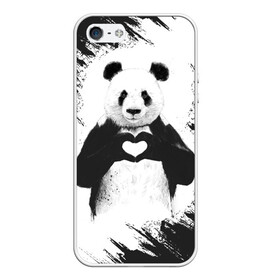 Чехол для iPhone 5/5S матовый с принтом Panda love в Санкт-Петербурге, Силикон | Область печати: задняя сторона чехла, без боковых панелей | Тематика изображения на принте: 14 февраля | love | panda | panda love | день святого валентина | любовь | панда