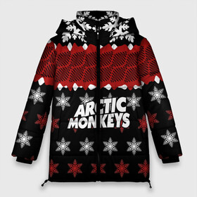 Женская зимняя куртка 3D с принтом Праздничный Arctic Monkeys в Санкт-Петербурге, верх — 100% полиэстер; подкладка — 100% полиэстер; утеплитель — 100% полиэстер | длина ниже бедра, силуэт Оверсайз. Есть воротник-стойка, отстегивающийся капюшон и ветрозащитная планка. 

Боковые карманы с листочкой на кнопках и внутренний карман на молнии | алекс тёрнер | арктик | арктические мартышки | гаражный | группа | джейми кук | знак | инди рок | красный | м | манкис | музыка | надпись | ник о мэлли | новогодний | новый год | обезьяна