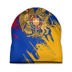 Шапка 3D с принтом Герб и флаг Армении в Санкт-Петербурге, 100% полиэстер | универсальный размер, печать по всей поверхности изделия | армения | герб армении | герб и флаг армении | флаг армении