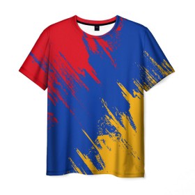 Мужская футболка 3D с принтом Флаг Армении в Санкт-Петербурге, 100% полиэфир | прямой крой, круглый вырез горловины, длина до линии бедер | армения | флаг | флаг армении