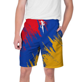 Мужские шорты 3D с принтом Флаг Армении в Санкт-Петербурге,  полиэстер 100% | прямой крой, два кармана без застежек по бокам. Мягкая трикотажная резинка на поясе, внутри которой широкие завязки. Длина чуть выше колен | Тематика изображения на принте: армения | флаг | флаг армении