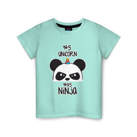Детская футболка хлопок с принтом Unicorn ninja в Санкт-Петербурге, 100% хлопок | круглый вырез горловины, полуприлегающий силуэт, длина до линии бедер | Тематика изображения на принте: panda dab | unicorn ninja