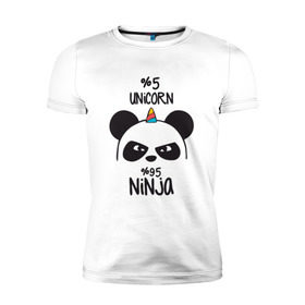 Мужская футболка премиум с принтом Unicorn ninja в Санкт-Петербурге, 92% хлопок, 8% лайкра | приталенный силуэт, круглый вырез ворота, длина до линии бедра, короткий рукав | panda dab | unicorn ninja